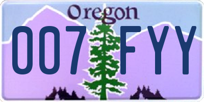 OR license plate 007FYY