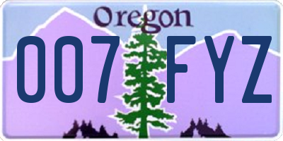 OR license plate 007FYZ
