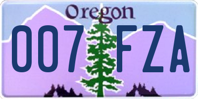 OR license plate 007FZA