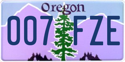 OR license plate 007FZE