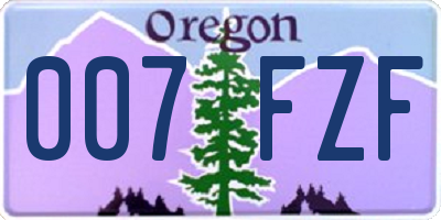 OR license plate 007FZF
