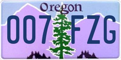 OR license plate 007FZG