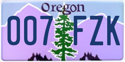 OR license plate 007FZK
