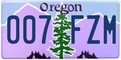 OR license plate 007FZM