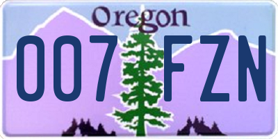 OR license plate 007FZN