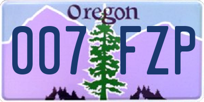OR license plate 007FZP