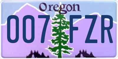 OR license plate 007FZR