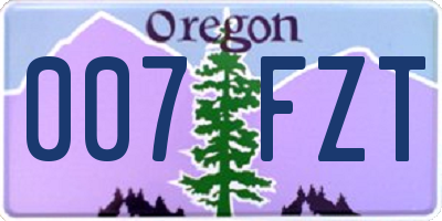 OR license plate 007FZT