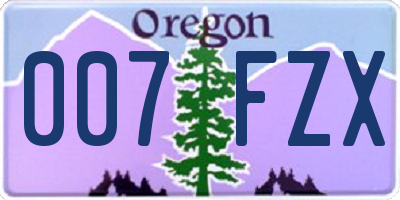 OR license plate 007FZX