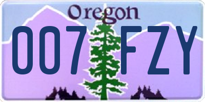 OR license plate 007FZY
