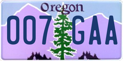 OR license plate 007GAA