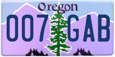 OR license plate 007GAB