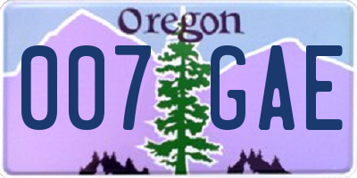 OR license plate 007GAE