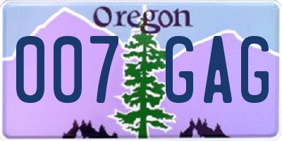 OR license plate 007GAG