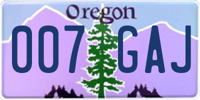 OR license plate 007GAJ