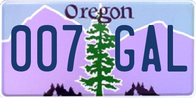 OR license plate 007GAL