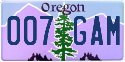 OR license plate 007GAM