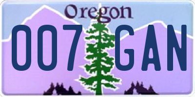 OR license plate 007GAN