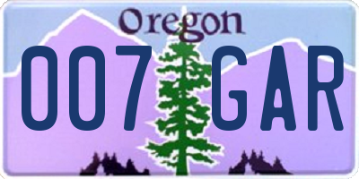 OR license plate 007GAR