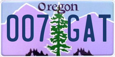 OR license plate 007GAT
