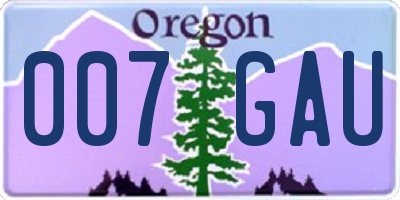 OR license plate 007GAU