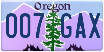 OR license plate 007GAX