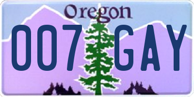 OR license plate 007GAY