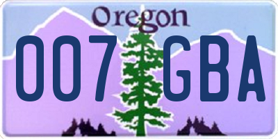 OR license plate 007GBA