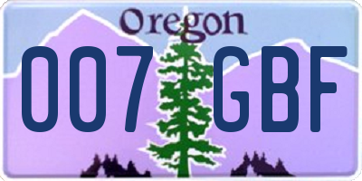 OR license plate 007GBF