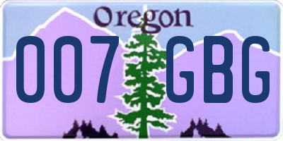 OR license plate 007GBG