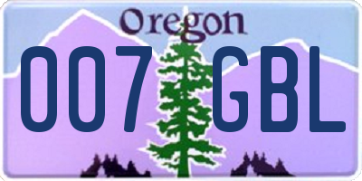 OR license plate 007GBL