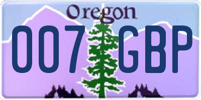 OR license plate 007GBP