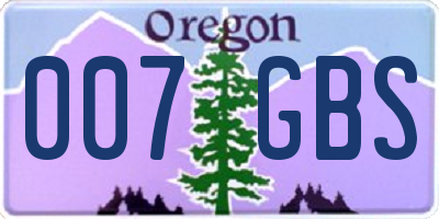 OR license plate 007GBS