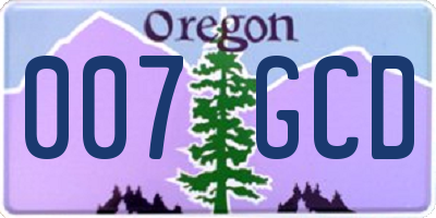 OR license plate 007GCD