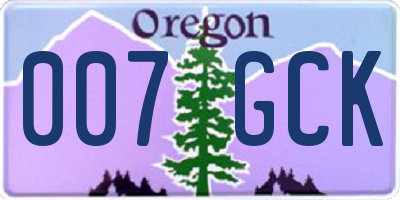 OR license plate 007GCK