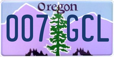 OR license plate 007GCL
