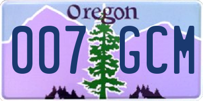 OR license plate 007GCM