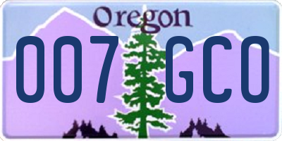 OR license plate 007GCO
