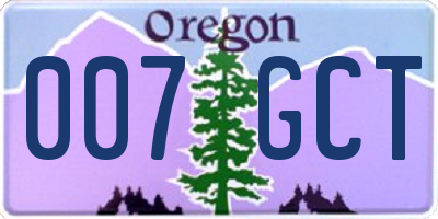 OR license plate 007GCT