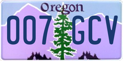 OR license plate 007GCV