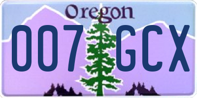 OR license plate 007GCX