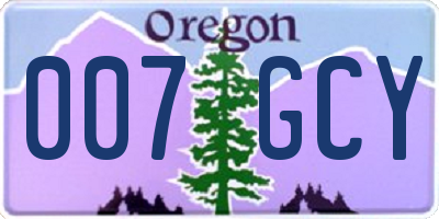 OR license plate 007GCY