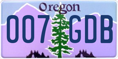 OR license plate 007GDB