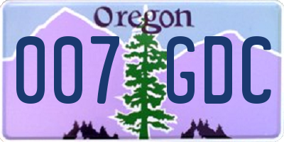 OR license plate 007GDC