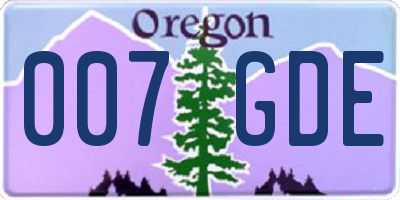 OR license plate 007GDE