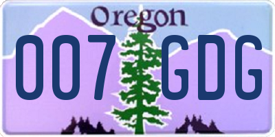 OR license plate 007GDG