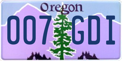 OR license plate 007GDI