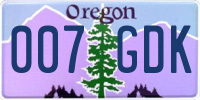 OR license plate 007GDK