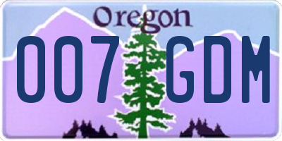 OR license plate 007GDM