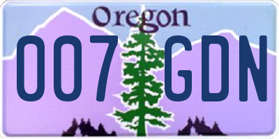 OR license plate 007GDN